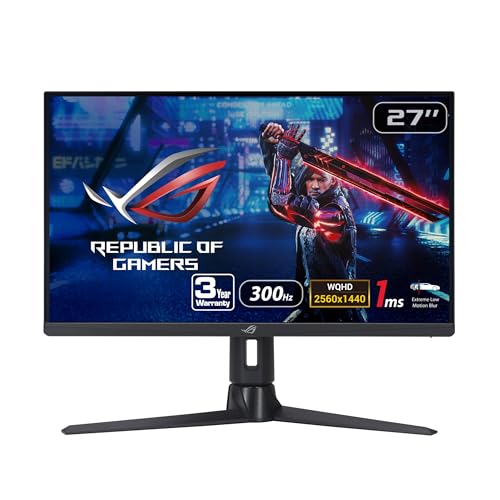 ASUS ROG Strix XG27AQMR, 27インチ 1440P ゲーミングモニター QHD (2560 x 1440), 高速IPS, 300Hz, 1ms, G-SYNC対応, FreeSync Premium Pro, エクストリームローモーションブラー同期, DisplayPort, DisplayHDR 600, BLACK