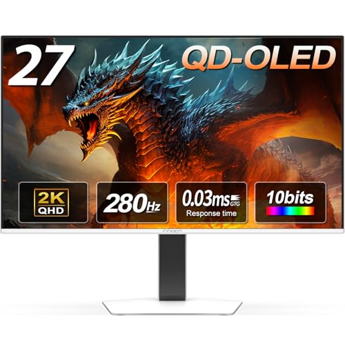 innocn 27インチ OLED 2560 x 1440P 280Hz 240Hz ゲーミングモニター、HDR400、HDMI DisplayPort、内蔵スピーカー、高さピボット調整可能スタンド - 2780秒。 2780s