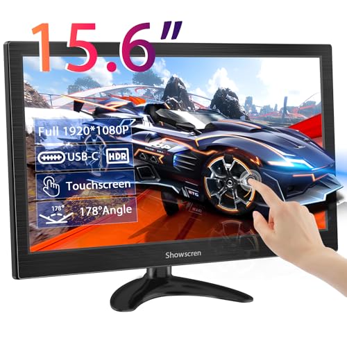 Showscren PC タッチスクリーンモニター 15.6インチ ポータブル タッチスクリーン HDR 1920x1080 100% sRGB HDMI/USB-C IPS ディスプレイ PC/ノートパソコン/PS4-5/Switch用 15.6インチ コンピューター ポータブルモニター
