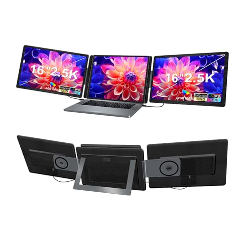 Acogedor 16 インチ ポータブル トリプル スクリーン モニター、調整可能な視野角を備えた 2560x1600 QHD IPS ディスプレイ、12 ～ 18.5 インチのラップトップとの幅広い互換性 Acogeo7810gjdav