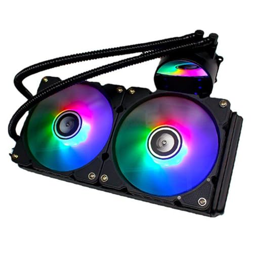 Luocute CPU液体クーラー、120mm水冷コンピュータパーツ、効率的なPWM制御ポンプ、2つの120mm ARGBファン付属、LGA2066、2011、1151、1150、1155、1156、1200、1700およびAM4、AM5用 Luocupgu1eiaq2c