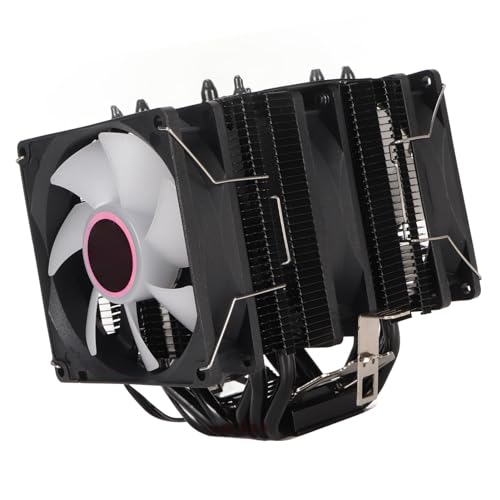 Cuifati デュアルタワーCPUクーラー、6本の銅製ヒートパイプ、3ファンのカラフルなライトコンピュータCPU冷却、高エアフロー、静音設計、およびに最適、90x90x25mmファンサイズ Cuifatiyowgqth3p1