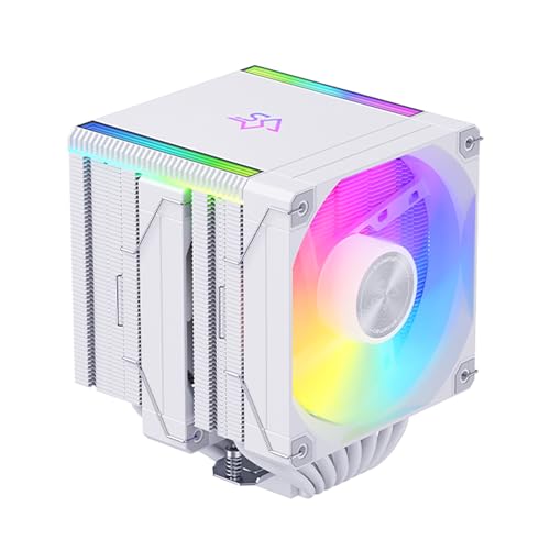MOIKYIGI デュアルタワー cpu クーラー 空冷クーラー 8ヒートパイプ ARGBファン ゲーム オフィス 家庭用 全プラットフォーム対応 高性能冷却 初心者向け (ホワイト) Fan-2T-8G-Argb