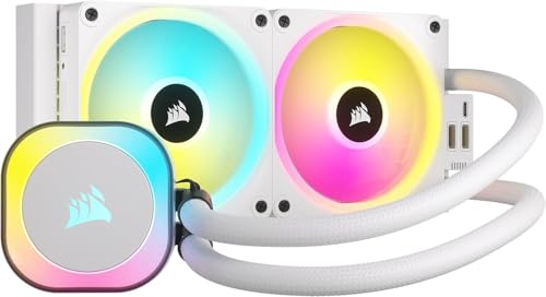 CORSAIR iCUE Link H100i RGB リキッドCPUクーラー - 240mm AIO - QX120 RGBファン - Intel LGA 1700、AMD AM5に適合 - iCUEリンクシステムハブ付属 - ホワイト (リニューアル) CW-9061005-WW
