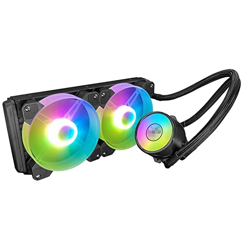 ZhaoGangLi CPUクーラー ワンピース CPU液体ラジエーター RGB 120mm静かなファン パソコンケースウォータークーラー 修理 交換 DIY仕組み 初心者にも安心 (色 : Black, Size : One size)