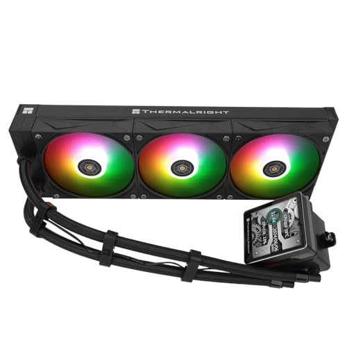 PCCOOLER Thermalright Grand Vision 360 ARGB ブラック CPUウォータークーラー PWMファン3個付き 2150RPM、IPS液晶画面480x480解像度、AM5用液体CPUクーラー、Intel LGA1700/751、1.25インチLCDディスプレイ。 Grand Vision 360 ARGB Black