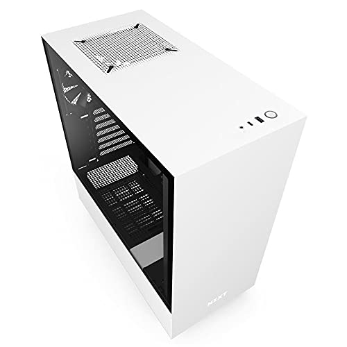 NZXT H510 - コンパクト ATX ミッドタワー PCゲーム - フロント I/O USB Type-Cポート - 強化ガラス製サイドパネル - ケーブル管理システム - 水冷却対応 - スチール構造 - ホワイト/ブラック CA-H510B-W1