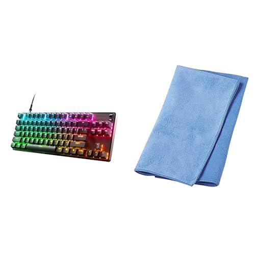 steelseries 【公式セット品】SteelSeries ゲーミングキーボード テンキーレス Apex 9 TKL JP 有線 日本語配列レスポンスタイム0.2ms 搭載 アクチュエーションポイント1.0mm設定可能 OptiPoint光学スイッチ 高耐久 64852 ブラック+サンワサプライ クリーニングクロス 超極細繊維 大判タイプ(30×40cm) 液晶画面/スマホ/メガネ/CD・DVD/レンズ DK-KC5