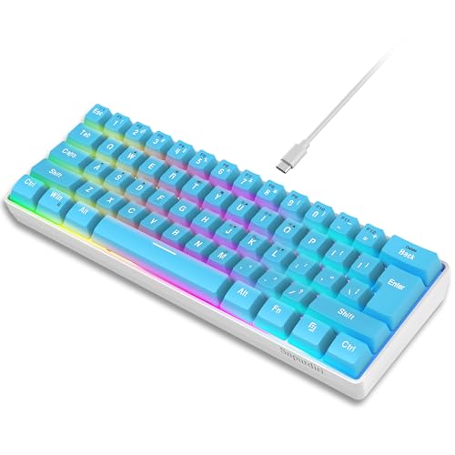 Snpurdiri 60%有線ゲーミングキーボード RGBバックライトミニキーボード 小型超コンパクト61キーキーボード PC/Macゲーマー/タイピスト/旅行/出張で持ち運びやすい (ブルー)