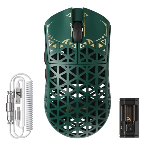 ATTACK SHARK R5Ultra 無影 カーボンファイバー製無線ゲーミングマウス 超軽量39g±3 PAW3950MAX ワイヤレス 2.4g/bluetooth/USB-C Nordic52840マウス コイルケーブル付き 「技適認証取得済み」(グリーン)