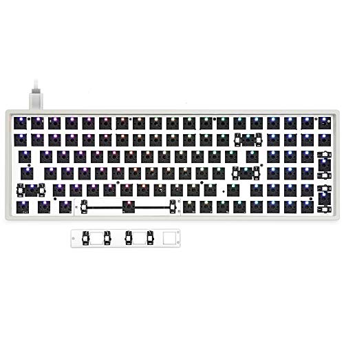KPREPUBLIC gk96 gk96x ホットスワップ可能なカスタムメカニカルキーボードキット RGBスイッチ対応 LED タイプCソフトウェア プログラム可能 バルクホワイトケース(GK96X ホワイトケースキットx1)。
