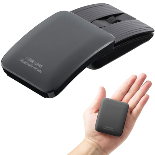 イーサプライ モバイルマウス Bluetooth 静音 小型 5ボタン 戻る/進むボタン DPI切替 持ち運び 出張 タブレット/スマホ対応 コンパクト 充電式 スリム 軽量 ポーチ付き ブラック EZ4-MABT206BK