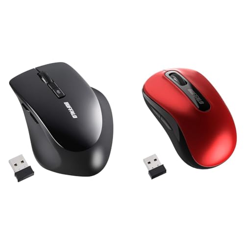 バッファロー マウス 無線 ワイヤレス 5ボタン 【戻る/進むボタン搭載】 小型 軽量 節電モデル 最大584日使用可能 BlueLED レッド BSMBW315RD