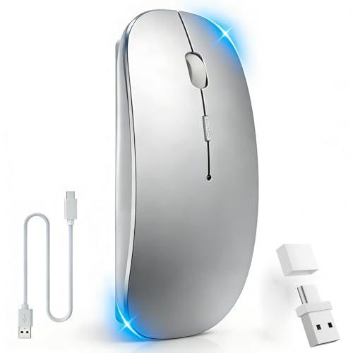 GLAMERGY 【2026新モデル・Type-C & USB-A 接続モード】マウス Bluetooth Type-C充電式 ワイヤレスマウス 2.4GHz光学式 3dpi切替 静音 薄型 小型 無線マウス 高精度 左右対称 持ち運び便利 TELEC認証取得済み 「レシーバー内蔵」 Mac/Windows/Surface/Macbook/iPad/PC/iPhone/Android/スマホ対応に対応 Q9