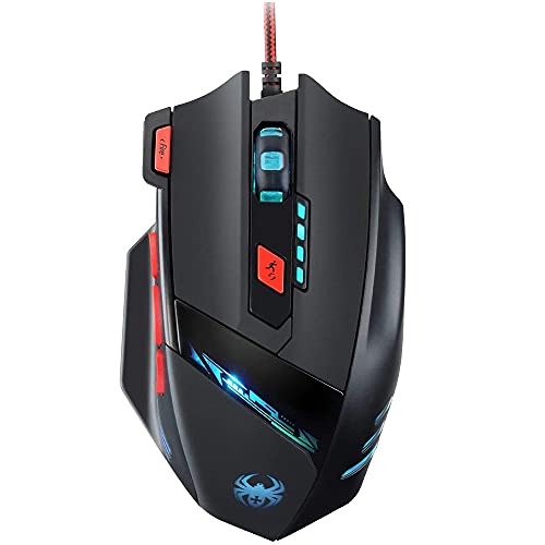 DGCOOIQ ゲーミングマウス 有線 、9200DPI調整、 8個プログラマブルボタン、RGBバックライ、高精度、人間工学デザイン、光学式エルゴノミクスゲーマーマウス，高耐久 ゲーム/オフィス用 Windows対応 Nova (ブラック) T-90
