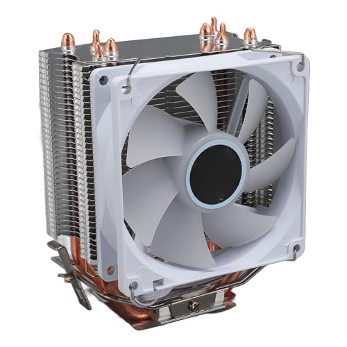 Dpofirs CPU エアクーラー、12V DC CPU 冷却ファン、低ノイズ、3 ピンインターフェイス、4 つのヒートパイプ、カラフルなライト付き 3.5 インチデスクトップ CPU クーラーファン、インテル 775 1150 1151 1155 1156 1200 用 Dpofirs7stydp0h26