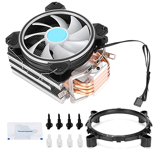 BowyTrading 4本の銅製ヒートパイプを備えたRGB CPUクーラー、120mm PWMファン、デスクトップコンピュータ用のサイレント吸気機能付きパフォーマンスCPUファン BowyT4fri7zbye3