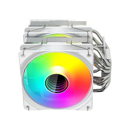 ljhnba 2. ツインタワー銅ベース CPU エアクーラー 6 サーマルチューブ ARGB 同期 PWM ファン ゲーム PC 用の低ノイズ設計 ダブルタワー CPU クーラー