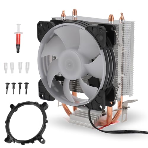 AINEX CPUエアクーラー、RGBライティングCPUクーラー90mm冷却ファン LGA115X LGA1366 LGA775 LGA1200 LGA2011用 AM4 AM3 Plus AM3 FM2 Plus FM1用 デュアル銅パイプ ASHATAabyfg9s15r