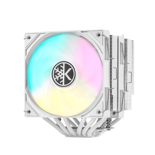 KINGCOOL Iron Wind 120 ARGB CPUエアクーラー ヒートパイプ6本 デュアルタワー120mm PWMファン 1800RPM速度 ARGB照明 PCクーラー AMD AM4 AM5/ Intel LGA 1851/1700用 ホワイト