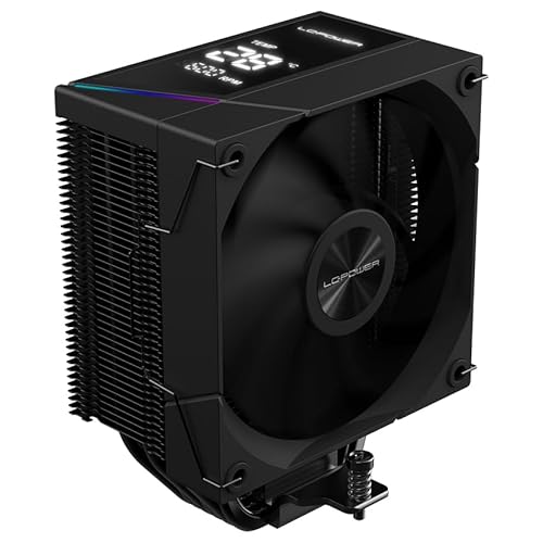 LC-Power DIGI LC-CC-120-DB6 CPUクーラー - デジタルディスプレイ、120mmファン、6 x 6mmヒートパイプ、TDP 230W、銅ヒートパイプ&ベース、アルミニウムフィン、FDBベアリング、Intel&AMD対応