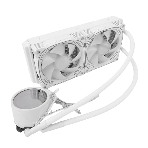 Luocute ARGB 液体 CPU クーラー、温度表示付き 2.2 インチ円形 LCD スクリーン 240mm ラジエーター PWM ファン 1800 RPM LGA1851 1700 1200 115X AM5 AM4 用 (WHITE) Lup84x9vyrtg-12