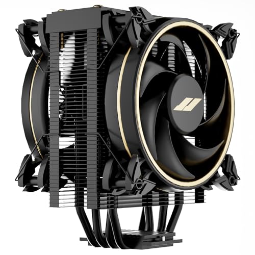 Psdndeww OCPC CPUクーラー – デュアル120mm PWMファン付きシングルタワーエアクーラー、ヒートパイプ4本、800~2000RPM、AMD AM4/AM5、Intel 1700/1200/115X用高性能冷却(ブラック) FAN-ICE-240