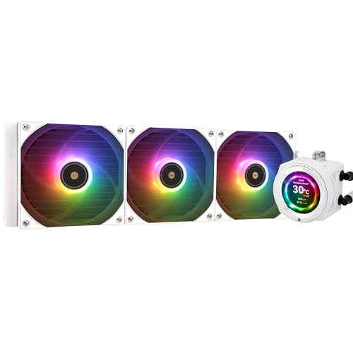 【並行輸入品】 Thermalright CORE Vision 360 ホワイト ARGB CPUウォータークーラー PWMファン付き 2000RPM速度 IPS LCD画面 480×480解像度 液体CPUクーラー
