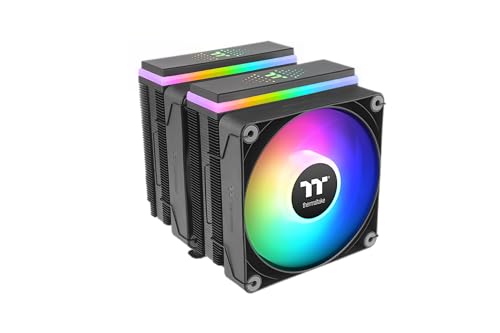 Thermaltake ASTRIA 600 ARGB CPUクーラー、Intel LGA 1700およびAMD AM5 CPU、デュアルタワー、265W TDP冷却パワー、CL-P121-CA12SW-Aに対応。