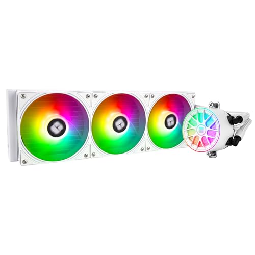 THERMALRLGHT Aqua Elite 360 V6 ARGB ホワイト AIO CPUクーラー ARGB PWM クーラーファン 2000RPM Intel Lga1150/1151/1155/1156/1200/2011/1700/1851、AMD:AM4/AM5、ケース3600。 mm AIO ラジエーター WHITE-D3