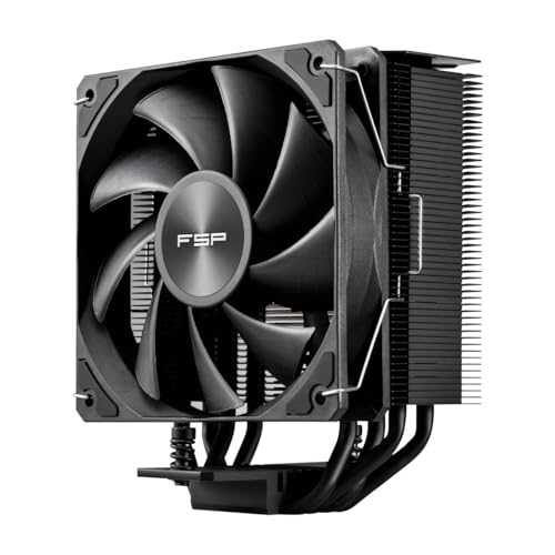 ID-COOLING FSP NP5ブラックCPUクーラー、120mm静音ファン、銅ヒートパイプ4本。CPU LGA 1851/1700 / 1200およびAM4 / AM5に対応。 POO0000012