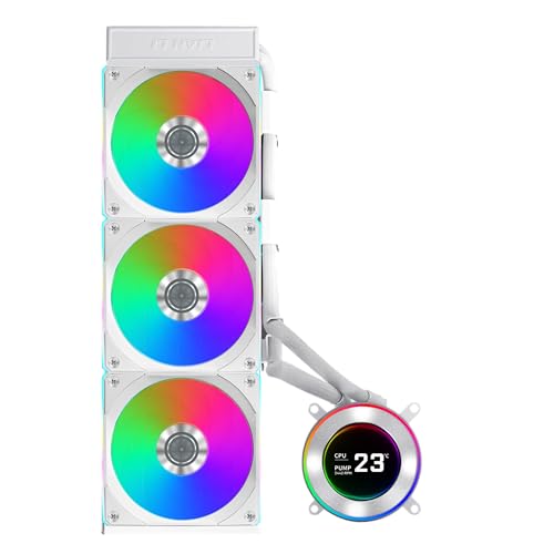 Lian Li Hydroshift II-C 360CL 液体CPUクーラー、ラウンドスクリーン、ホワイト。 FAN-H23RW4