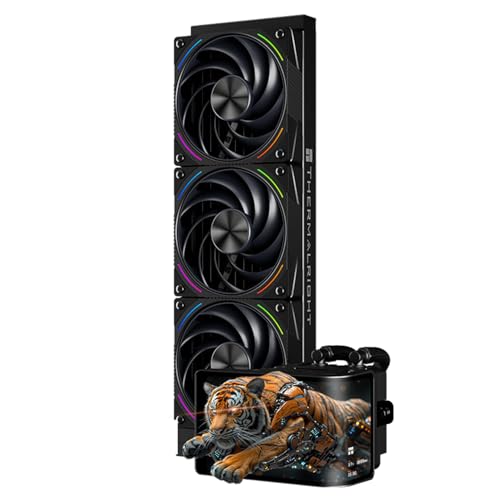 THERMALRIGHT Wonder Vision 360 Turbo ARGB ブラック CPU ウォータークーラー、60HZ 曲面スクリーン、2400x1080 解像度、AM4/AM5、Intel LGA1851/1700用、6.67インチ 3D スクリーン高性能ポンプ、3000RPM ファン速度 BLACK-D2