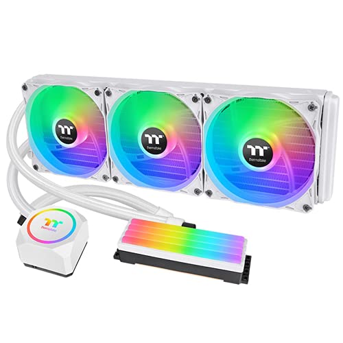 DEEPCOOL Thermaltake Floe RC360 Snow AMD (AM5/AM4) / Intel (LGA 1700/1200) TT RGB Plus ソフトウェア/マザーボード同期 ARGB制御 360mm PWM オールインワン CPU & メモリ 液体クーラー CL-W331-PL12SW-A CL-W331-PL12WT-A