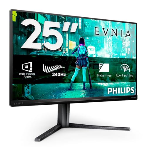 アイ・オー・データ PHILIPS Evnia 25M2N3200W - 24.5 Inch Gaming Monitor, VA, 240Hz, 1ms GTG, Low Input Lag, Smart Contrast, Height Adjust (1920 x 1080 @ 240Hz, 300 cd/m², HDMI 2.0 / DP 1.4)