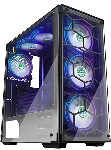 MUSETEX USB3.0 2個 120mm RGBファン ファントムブラック ATX ミッドタワーシャーシ ゲーミング 強化ガラスパネル2枚 ゲームスタイル Windowsコンピュータ デスクトップ