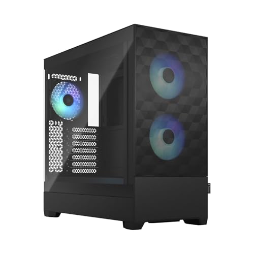 Fractal Design Pop Air RGB ブラック - 強化ガラスクリアティント - ハニカムメッシュフロント - TGサイドパネル - 120 mm アスペクト 12 RGBファン3個付属 - ATX 高エアフロー ミッドタワー PCゲーム FD-C-POR1A-06