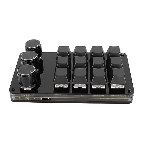ASHATA 12キーメカニカルゲーミングキーボード 片手キーパッド カスタムプログラムホットスワップ可能キーボード 3ノブケーブル分離ブルースイッチ付き オフィスゲーム用 ASHATAr127mui0bn