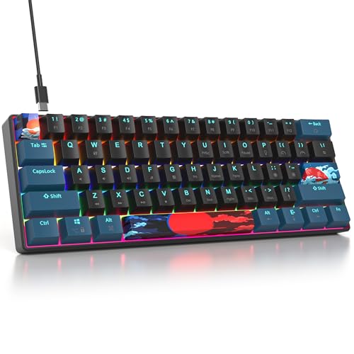 surmen 60%メカニカルゲーミングキーボード リニアレッドスイッチ付き 有線ミニコンパクトキーボード 60%バックライト ノートパソコン デスクトップ PCゲーマー用 (61 Monster B-Rainbow)