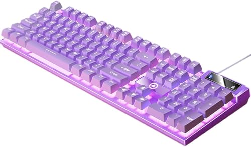 有線ゲーミングキーボード、USB104キー快適なLED照明効果、PC用デスクトップコンピューターゲームオフィス, 紫のきれいで頭がいい 500VWWF0J3CE45FRG35102SY