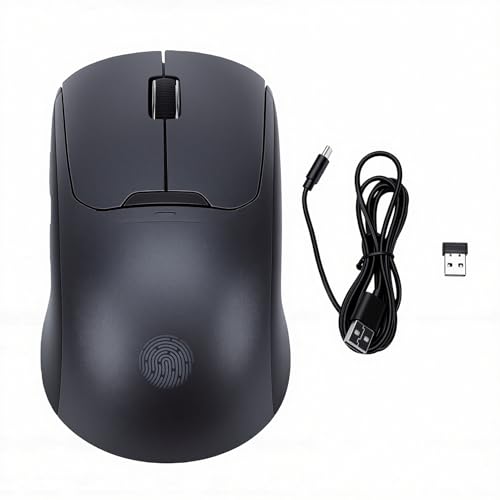 マウス Generic 指紋センサーとワイヤレスマウス、2.4GHz BT5.0 USB 有線トライモード Bluetooth マウス、指紋リーダー付き、2400 DPI 光学式トラッキング、PC ラップトップ用人間工学に基づいたゲーミング Generqxsjfo6dm2