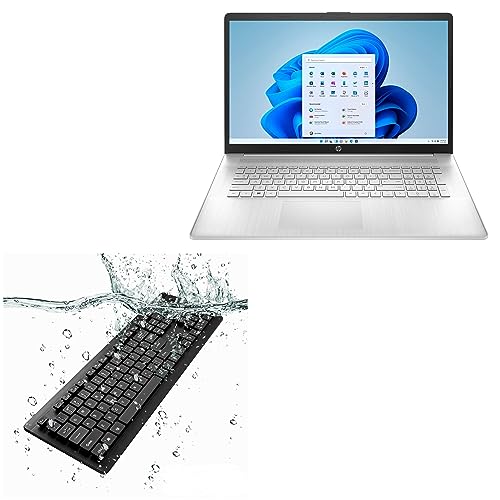 BoxWave キーボード HP HD+ ノートパソコン (17-cn0003dx) 対応 - AquaProof USBキーボード 洗濯可能 防水 - ジェットブラック。 bw-1909-40260-11647