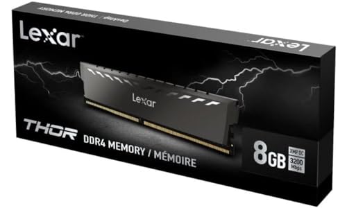 Lexar Barrette mémoire 8Go DIMM DDR4 Thor PC4-25600 (3200Mhz) (Noir) LD4BU008G-R3200GSXG