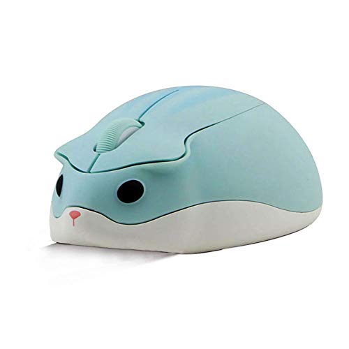 Elec Kingdom ワイヤレスマウス2.4Ghz ハムスターの形 かわいい動物デザイン Mサイズ 静音 電池式 無線USBマウス 光学式 軽量 女性 子供用 キャラクターマウス PC/ノートパソコン Windows Macbookに対応 (青) ABMouse0230-L