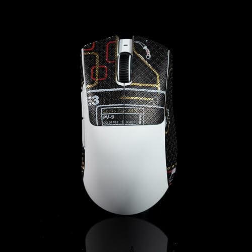 Hokeyio Razer Deathadder V3 Pro用グリップテープ - 滑り止め、強化されたコントロール、汗を吸う、ソフトレザー、FPSゲームグリップを向上 [カット済み] パンクブラック 0.4mm AA0244-pengkehei