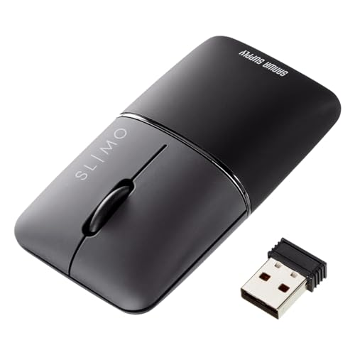 マウス モバイルマウス 超小型 Bluetooth 2.4GHz ワイヤレス SLIMO 静音 無線 ブルーLEDセンサー 充電式 Type-C充電 ブラック EZ4-MAWBT194BK