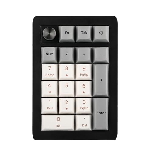 EPOMAKER EK21 VIA ガスケット テンキー ゲーミングキーボード ワイヤレスメカニカルテンキー 1000mAhバッテリー搭載 Bluetooth 5.0/2.4GHz/有線 ホットスワップ対応 ナンバーパッド アルミニウム合金製ノブ プログラム可能 Windows/Mac/ゲーム対応 (Black Silver, Wisteria V2 Switch)