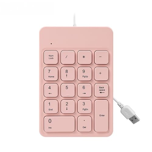 Negosu USB充電式 テンキー 19キー 静音 ワイヤレス/有線両用 Bluetooth接続 電卓機能付き マルチデバイス対応 多色展開 (ピンク,有線デジタルキーボード)