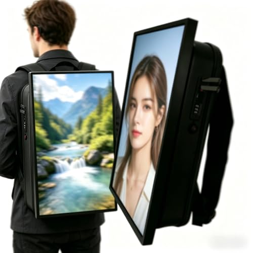 SYSXLT 屋外広告バックパック 21.5 インチ 1080P LCD スクリーン 1000 ニトの明るさ Android 11 アプリ/USB/HDMI マーケティングプロモーションのサポート