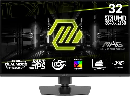 MSI MAG 322URDF E16 32インチ 3840 x 2160 (UHD) ゲーミングモニター 320Hz アダプティブ同期 HDMI DisplayPort VESAマウント可能 傾き 高さ調整可能 スピーカー 0.05ms ブラック